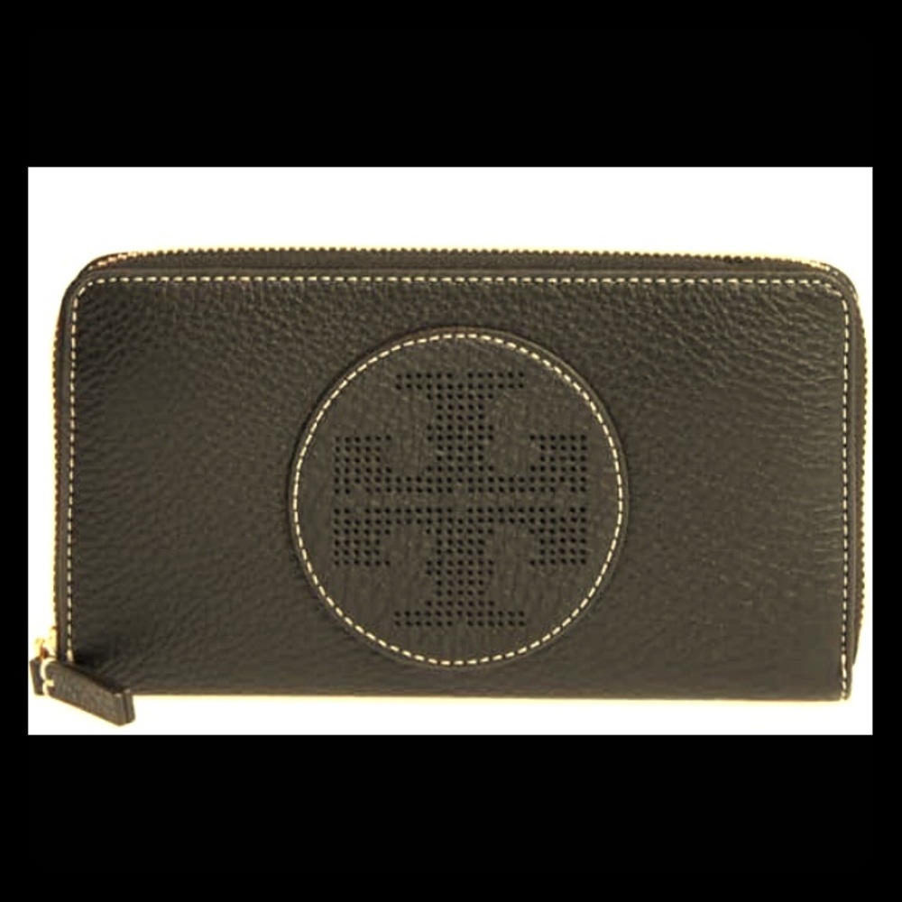 Tory Burch perforated logo zip continental wallet